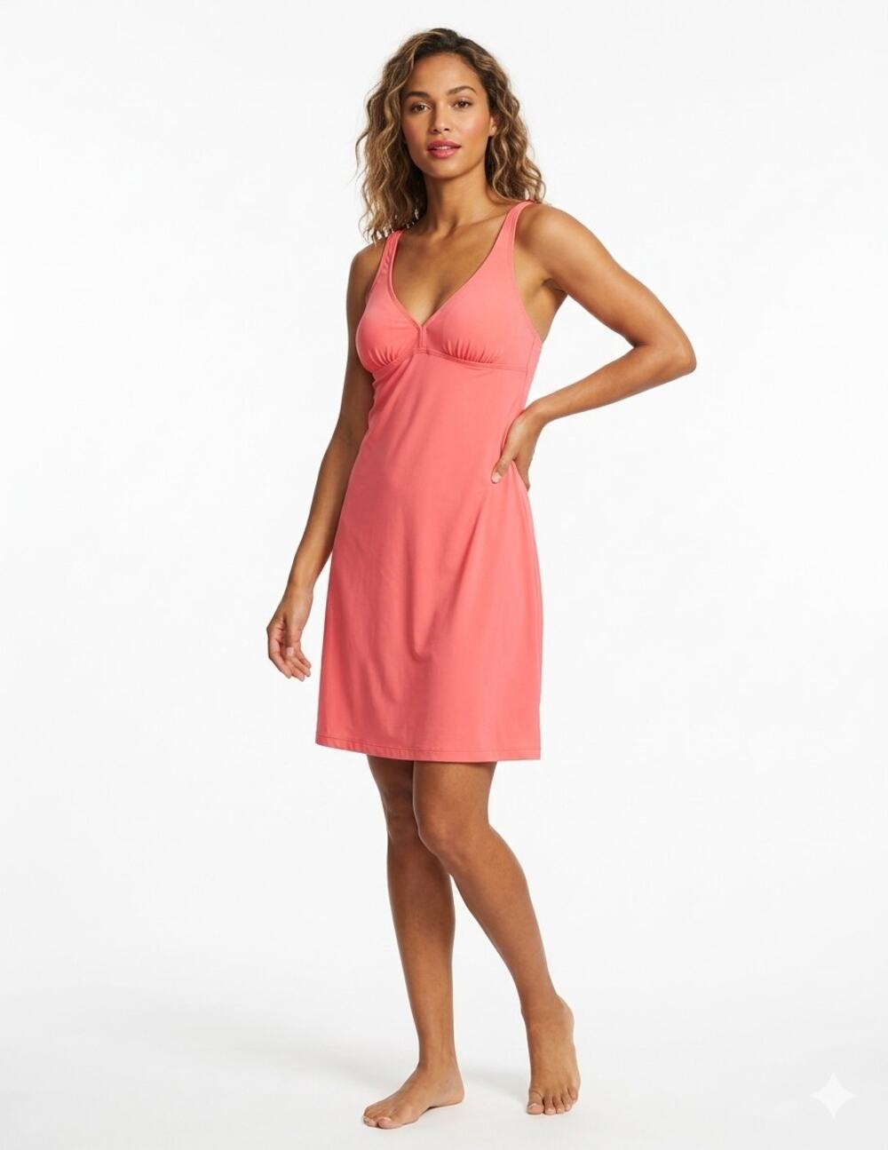 Tommy Bahama Women's Coral Pink Lightweight V-Neck Swim Cover-Up Dress Size XXS